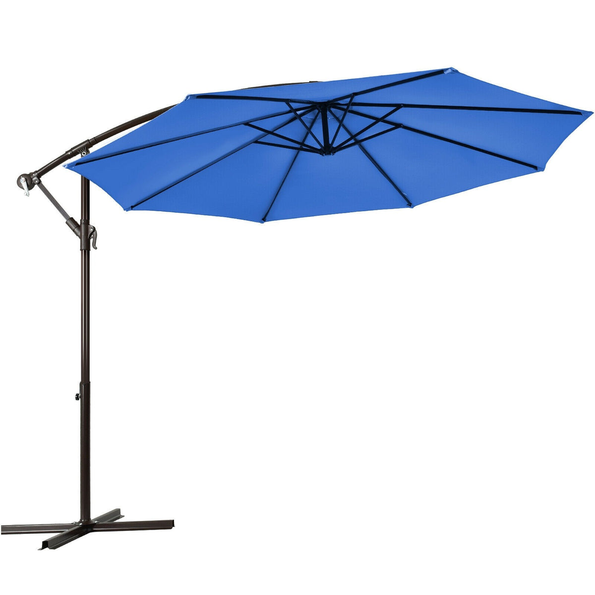 10 Ft Waterproof Patio Offset Hanging Umbrella with Easy Tilt Adjustment