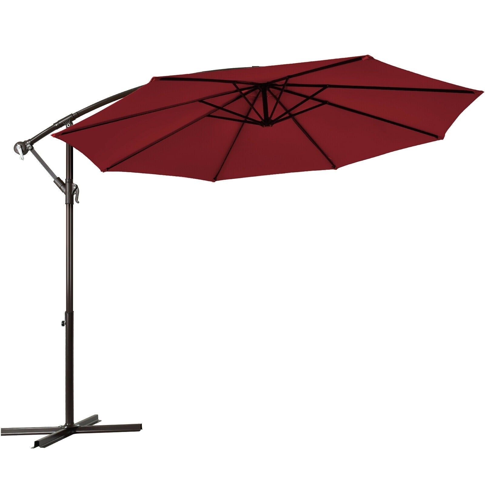 10 Ft Waterproof Patio Offset Hanging Umbrella with Easy Tilt Adjustment
