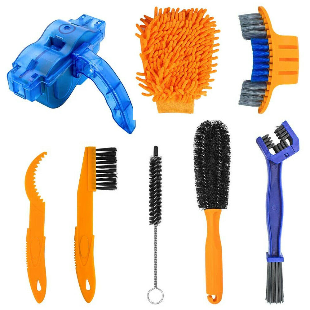 8 Pieces Precision Bicycle and Motor Cycle Cleaning Brush Tool Including Bike Chain Scrubber