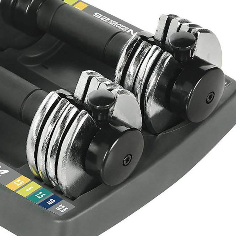 Adjustable 25 Pound Dumbbell Weights Pair with Storage Tray