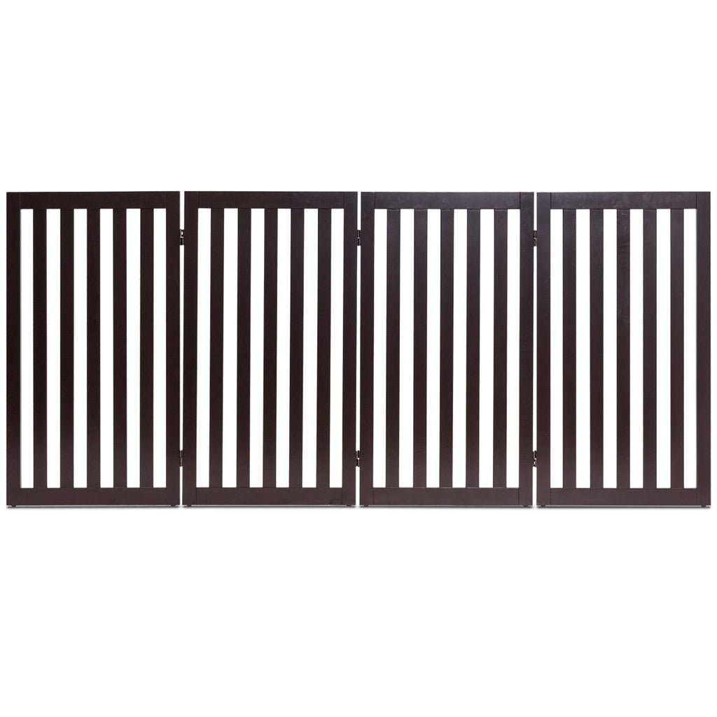 Petsjoy360 Premium 35" High Wooden Panel Safety Fence Folding Indoor Pet Dog Gate Freestanding Safety Barrier