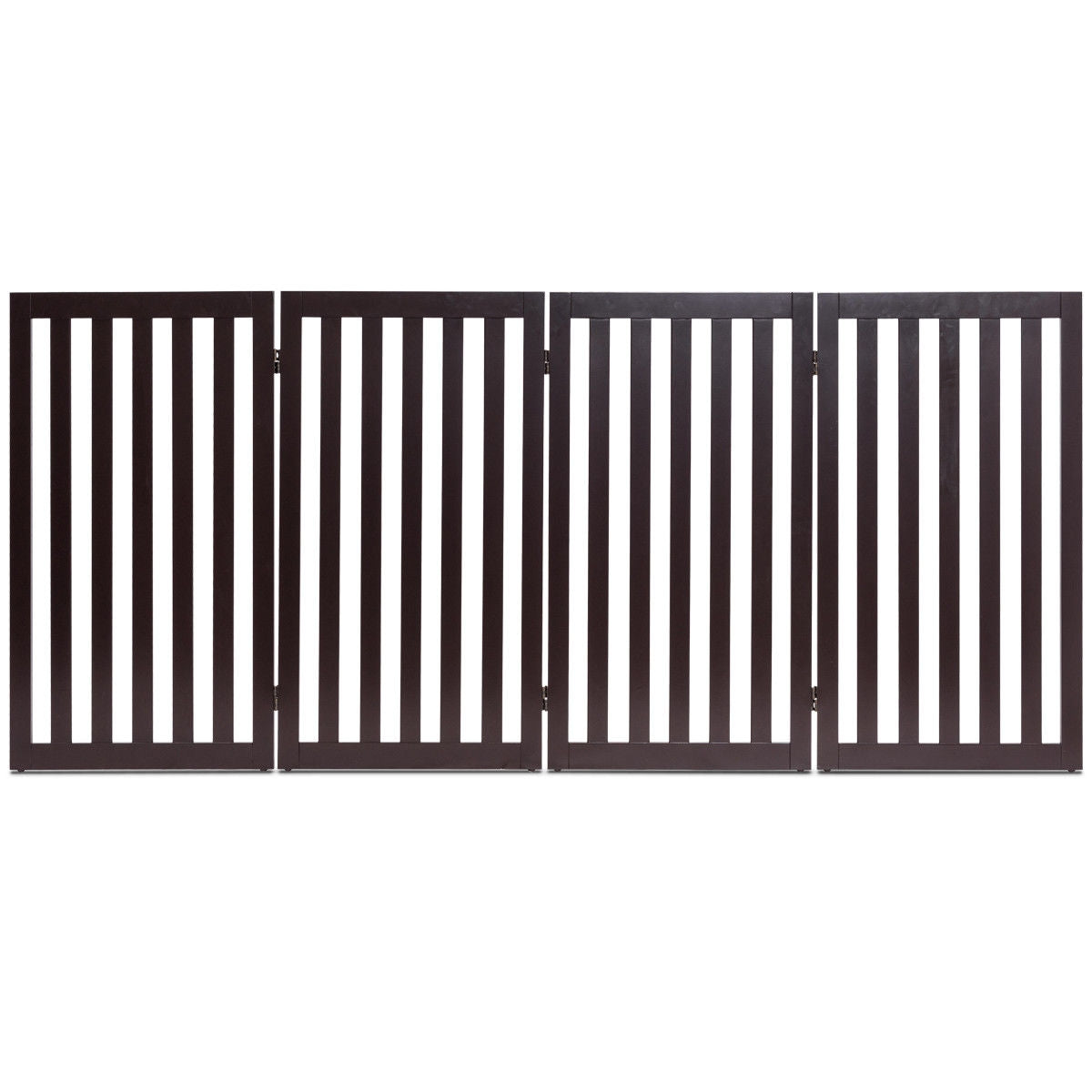 Petsjoy360 Premium 35" High Wooden Panel Safety Fence Folding Indoor Pet Dog Gate Freestanding Safety Barrier