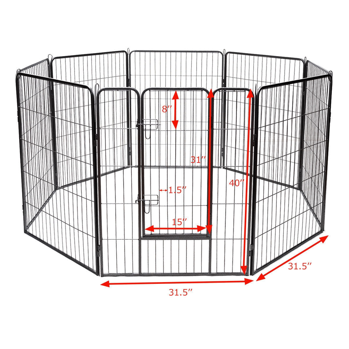 Petsjoy360 Dog Pet Playpen Premium Heavy-Duty Metal with 8 Panels 40" High Exercise Fence and Cage