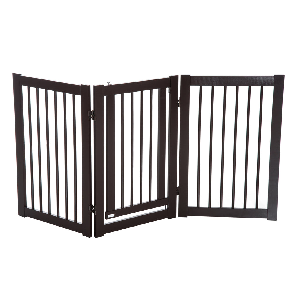 PetsJoy360 Premium Wooden 30" High Panel Folding Indoor Pet Dog Gate Freestanding Safety Fence with Door