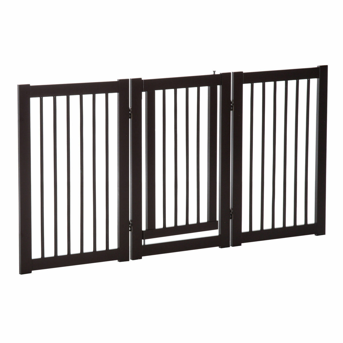 PetsJoy360 Premium Wooden 30" High Panel Folding Indoor Pet Dog Gate Freestanding Safety Fence with Door