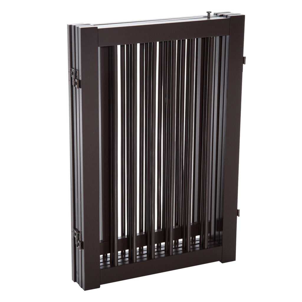 PetsJoy360 Premium Wooden 30" High Panel Folding Indoor Pet Dog Gate Freestanding Safety Fence with Door