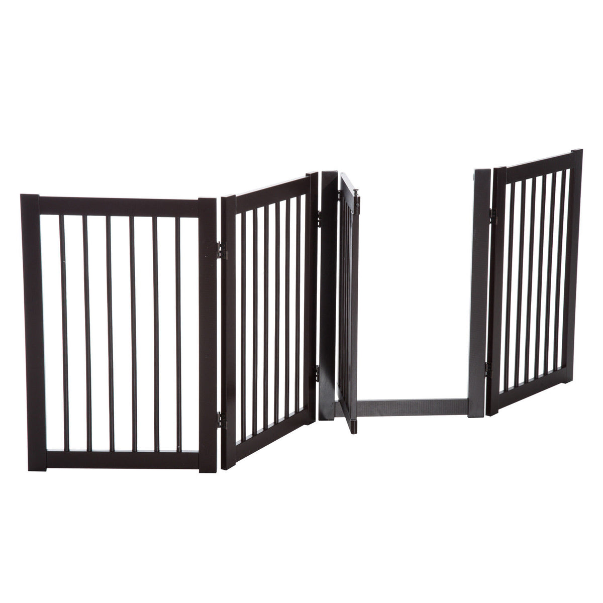 PetsJoy360 Premium Wooden 30" High Panel Folding Indoor Pet Dog Gate Freestanding Safety Fence with Door