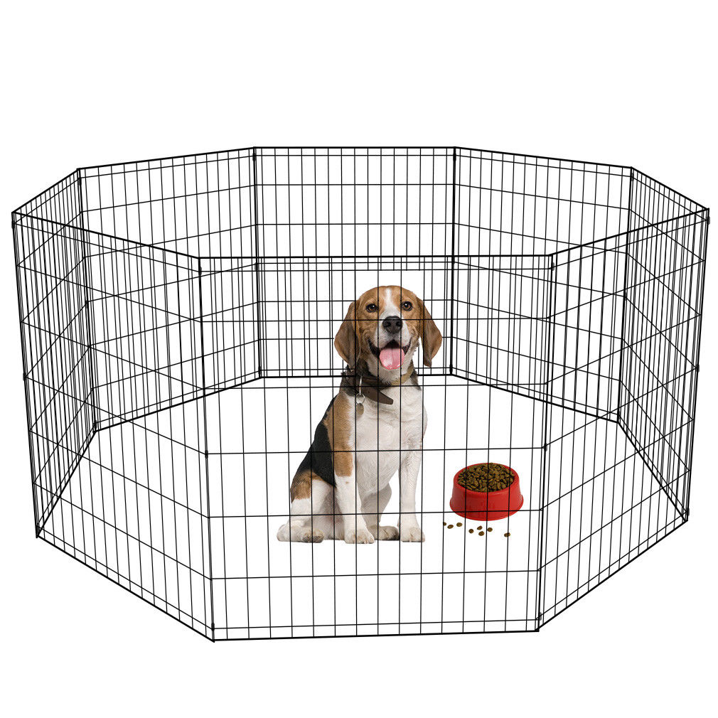 Petsjoy360 Foldable Metal Pet Playpen, Dog Crate and Fence, Pet Exercise Cage