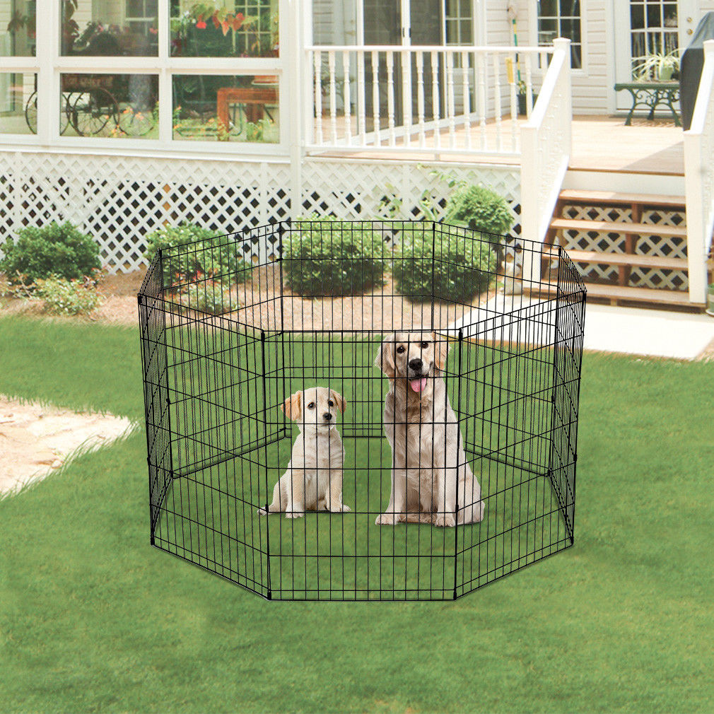 Petsjoy360 Foldable Metal Pet Playpen, Dog Crate and Fence, Pet Exercise Cage