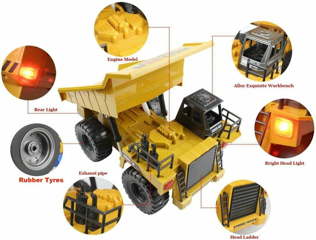 Teenymax Children's RC 2.4G 6 Ch Remote Control Dump Truck Kid's Toy 4WD Mine Construction Vehicle
