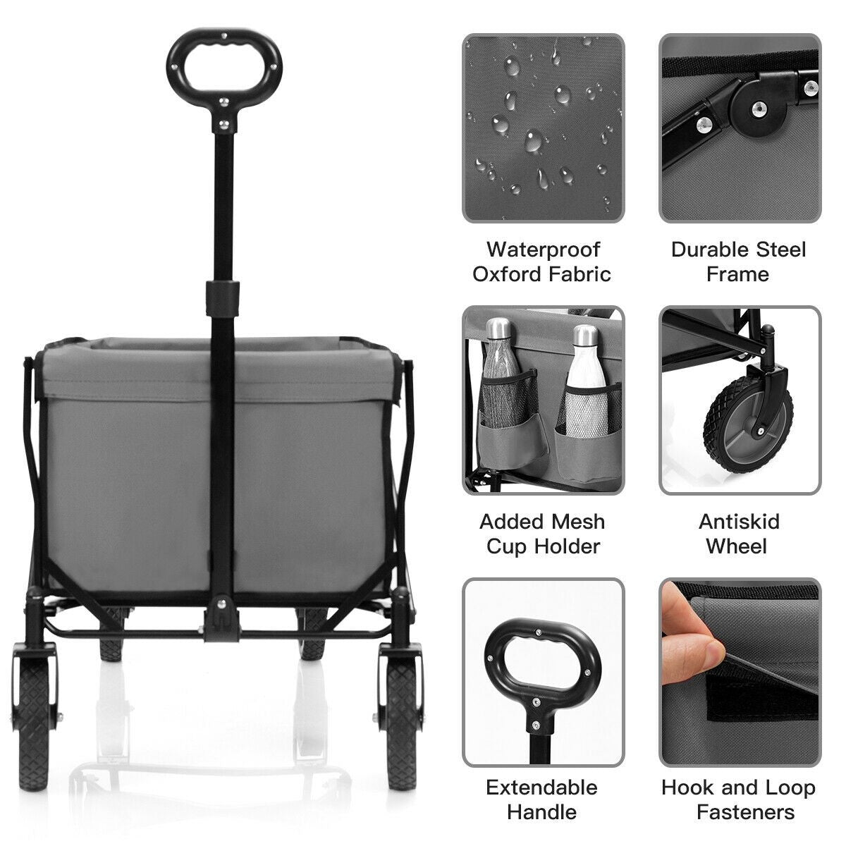 Collapsible Outdoor Garden Wagon Folding Utility Garden Cart