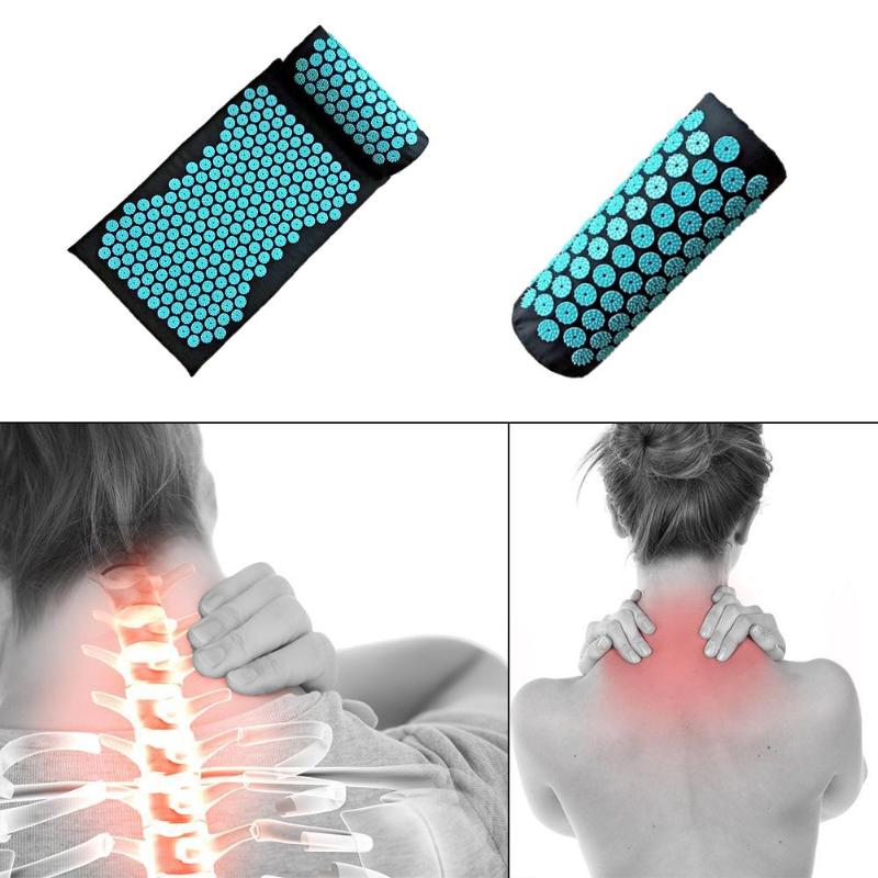Acupressure mat and Pillow he;ping relieve neck pain