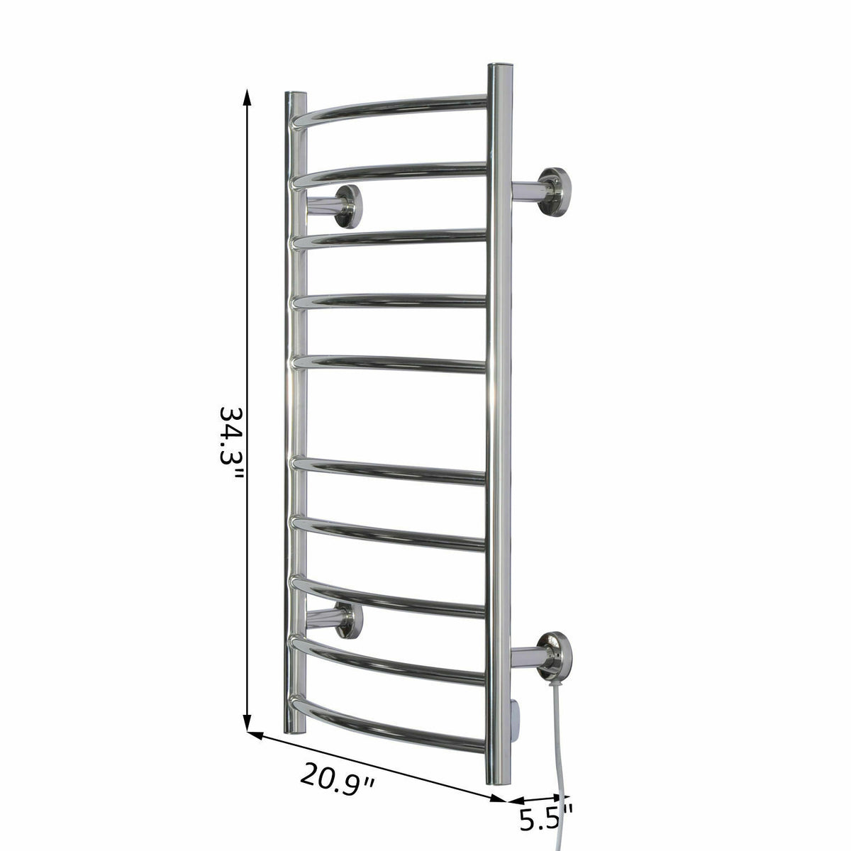 10 Bars Stainless Steel Wall-Mounted Electric Towel Warmer Drying Rack