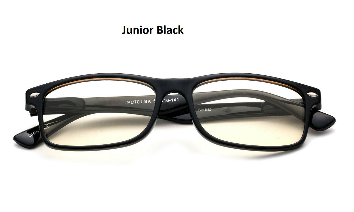 Junior kids black anti blue glasses front view