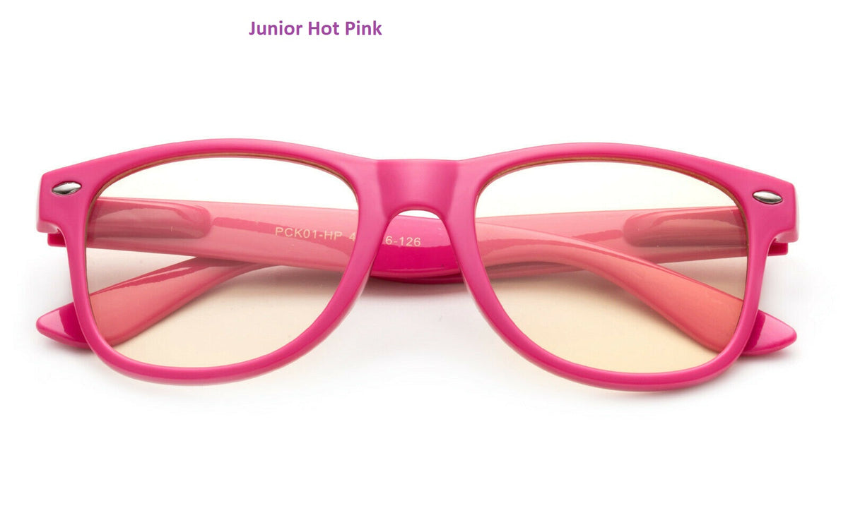 junior kids hot pink anti blue light glasses front view