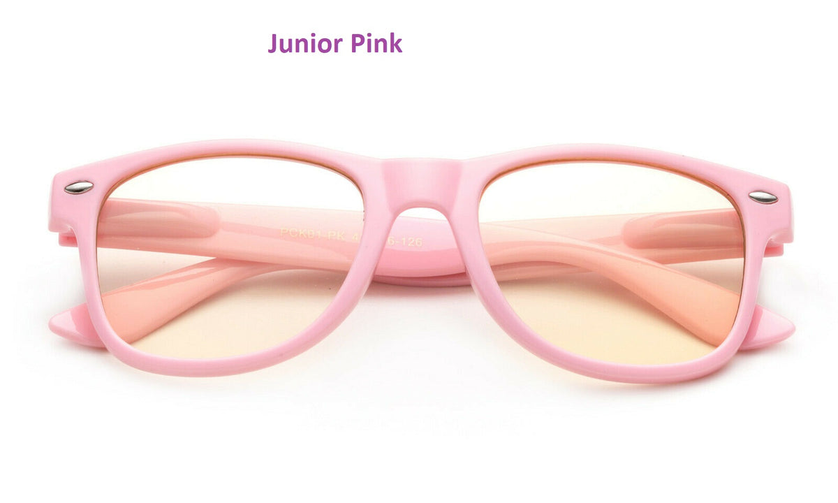 junior young kids pink blue ray protection glasses