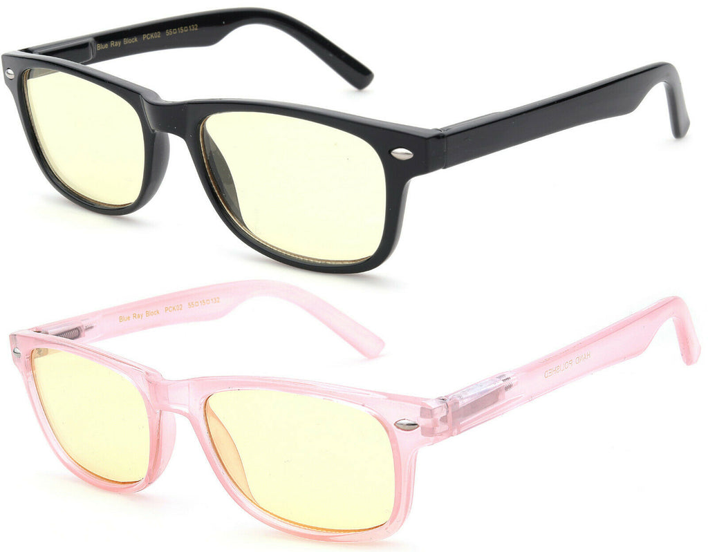 senior kids black and pink blue light glasses