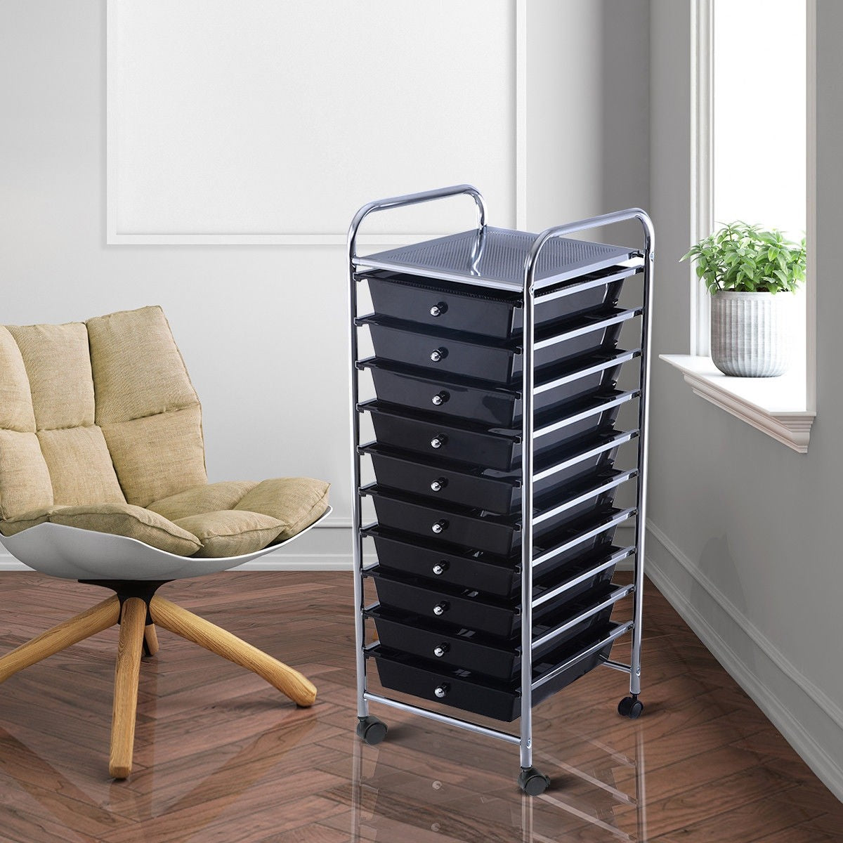 10 Drawer Tiered Rolling Storage Cart Organizer