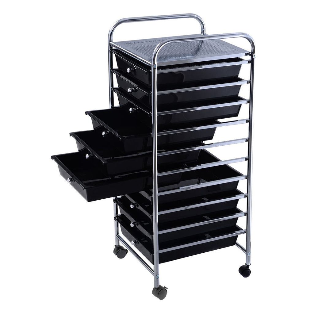 10 Drawer Tiered Rolling Storage Cart Organizer