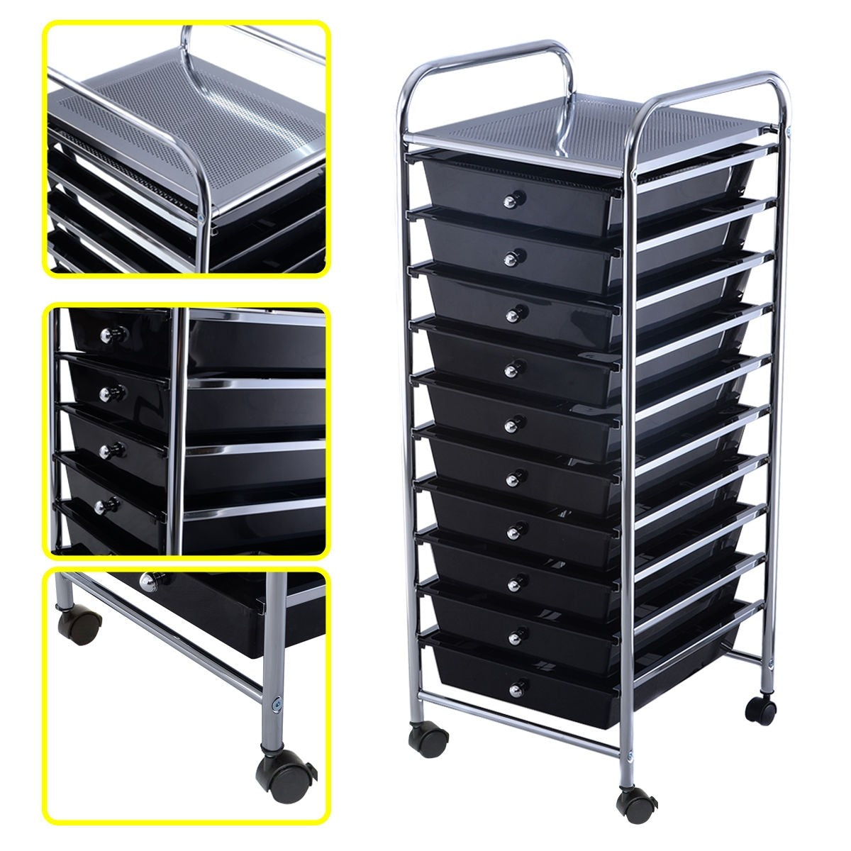 10 Drawer Tiered Rolling Storage Cart Organizer