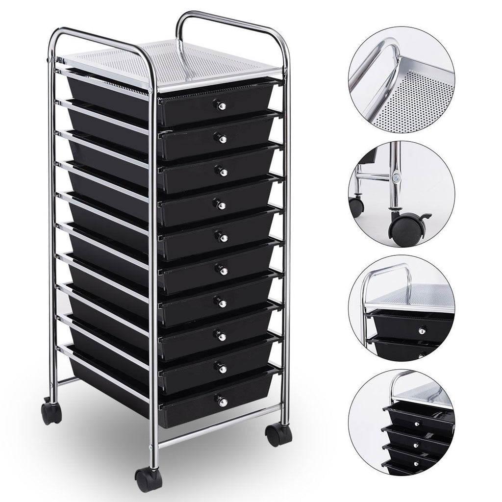 10 Drawer Tiered Rolling Storage Cart Organizer