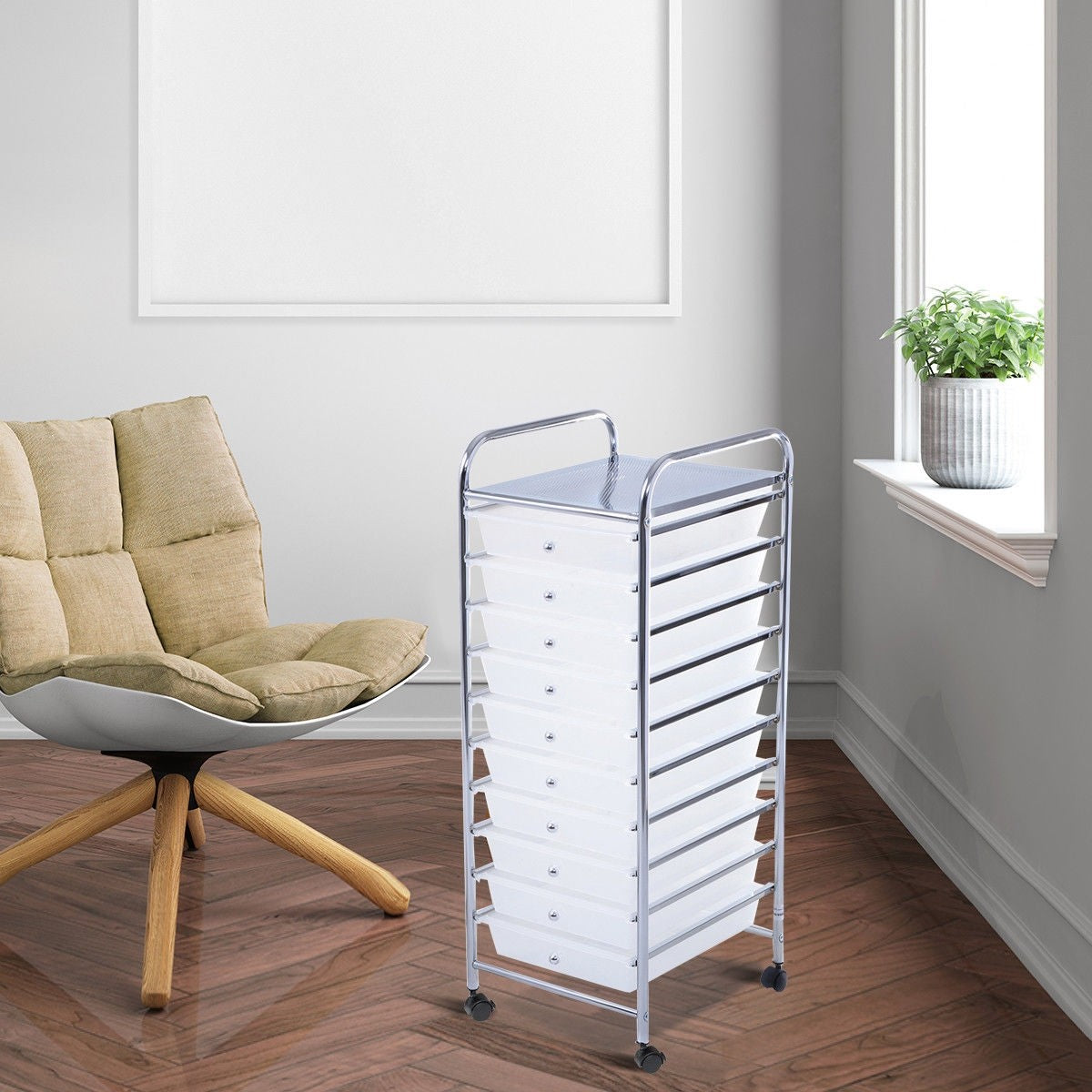 10 Drawer Tiered Rolling Storage Cart Organizer