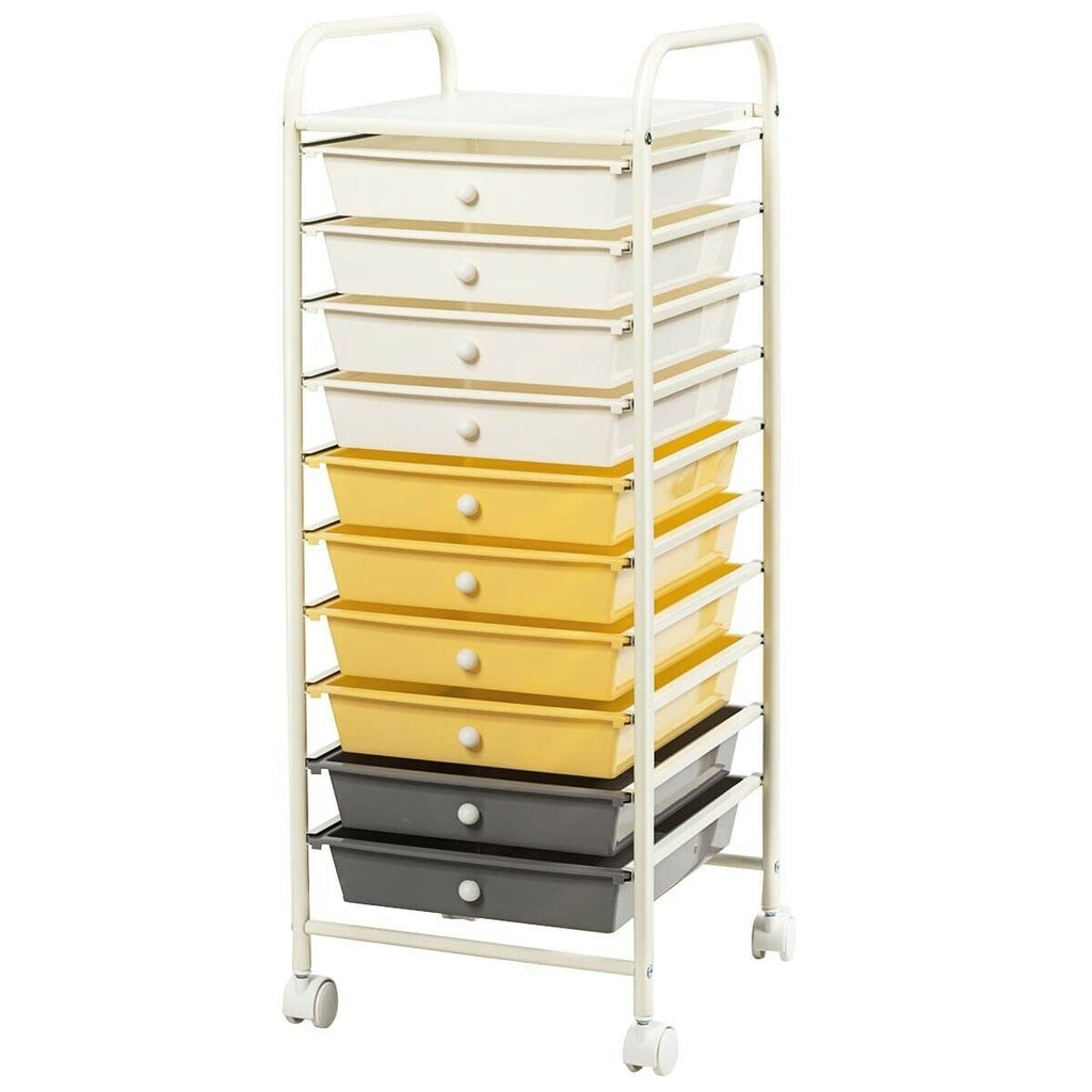 10 Drawer Tiered Rolling Storage Cart Organizer