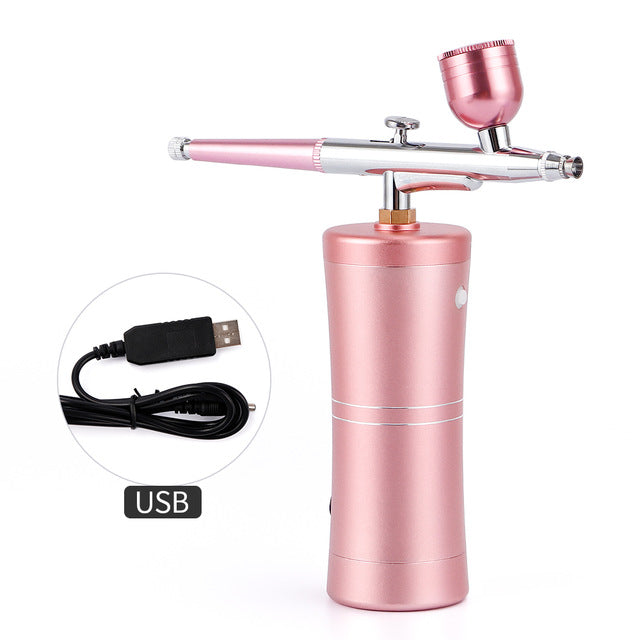 BlitzX Portable Makeup Airbrush Kit Mini Airbrush Set Small Paint Spray Pump Gun Air Compressor Kit