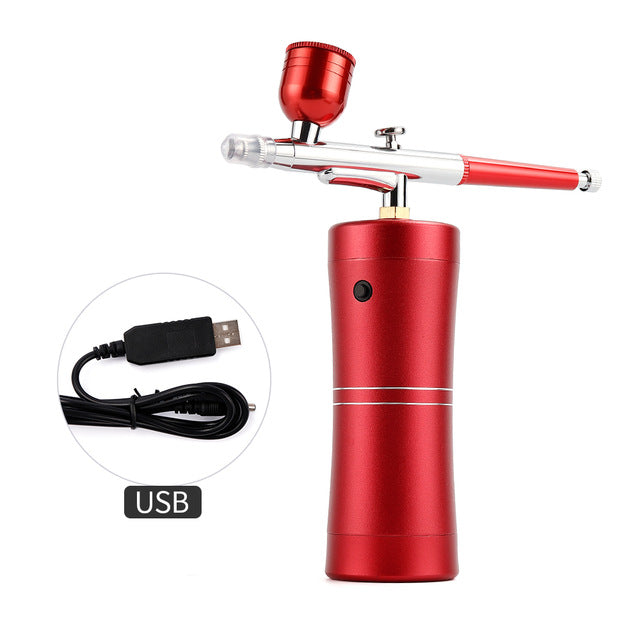 BlitzX Portable Makeup Airbrush Kit Mini Airbrush Set Small Paint Spray Pump Gun Air Compressor Kit