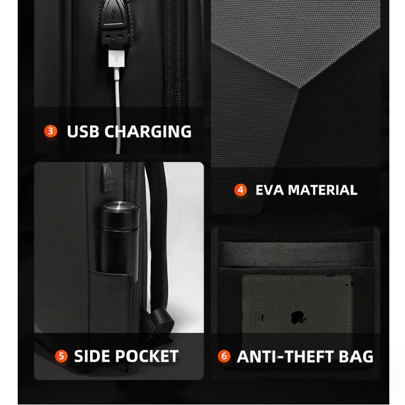 B-Pack Pro Premium Quality Hard Shell Anti-theft Unisex USB Charger Port Waterproof Multipurpose Backpack Laptop Notebook Travel School Bag