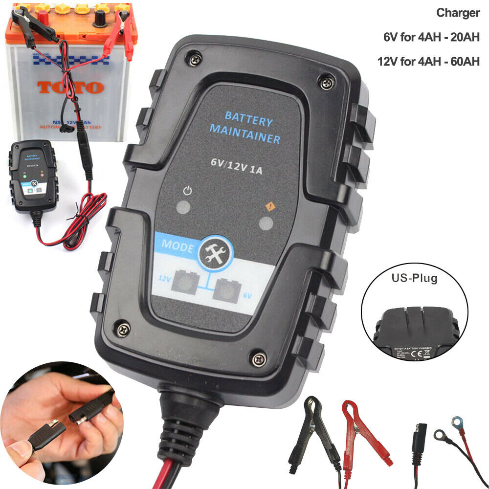 12V/6V Auto Trickle Battery Charger Maintainer for Car Motorcycle Boat