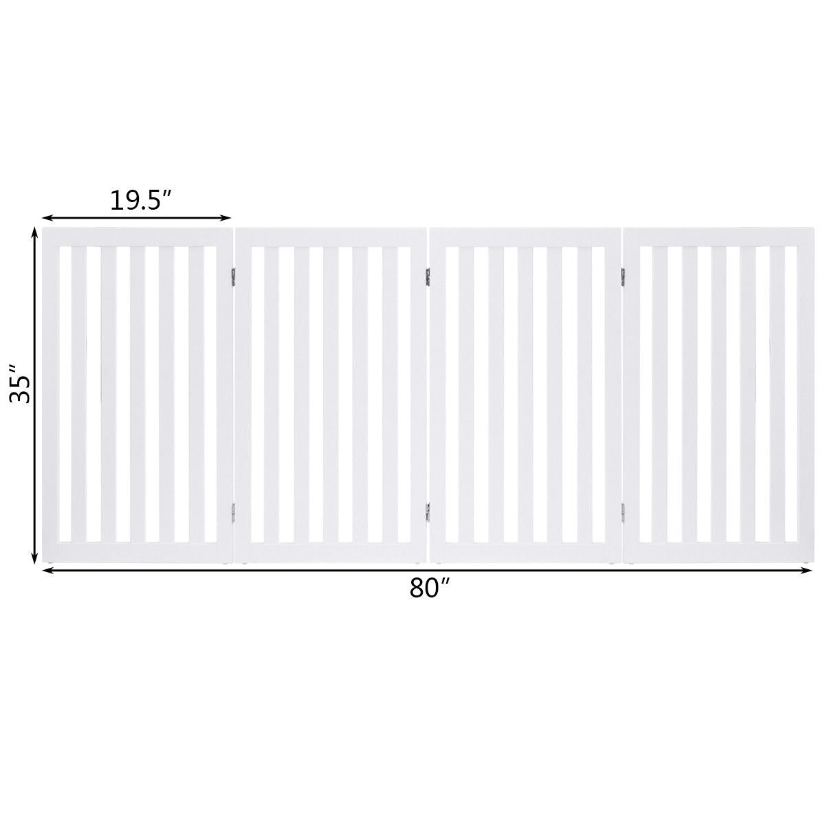 Petsjoy360 Premium 35" High Wooden Panel Safety Fence Folding Indoor Pet Dog Gate Freestanding Safety Barrier